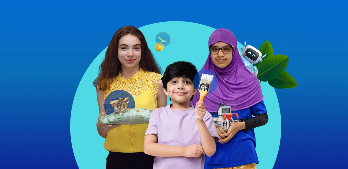 Gabar mashruuc faneed wadata, wiil buraash sita iyo gabar kale oo robot yar wadata